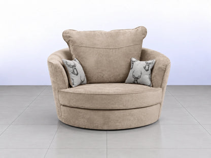 Verona Grey Swivel Corner Sofa Chair by Gamzo Outlet, showing a modern grey fabric chair with a swivel base.