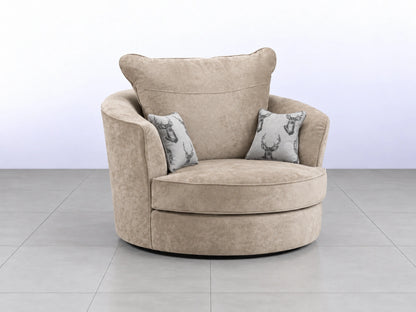 Verona Grey Swivel Chair from Gamzo Outlet, modern corner sofa with plush fabric and contemporary design, shown in a stylish living room setting.