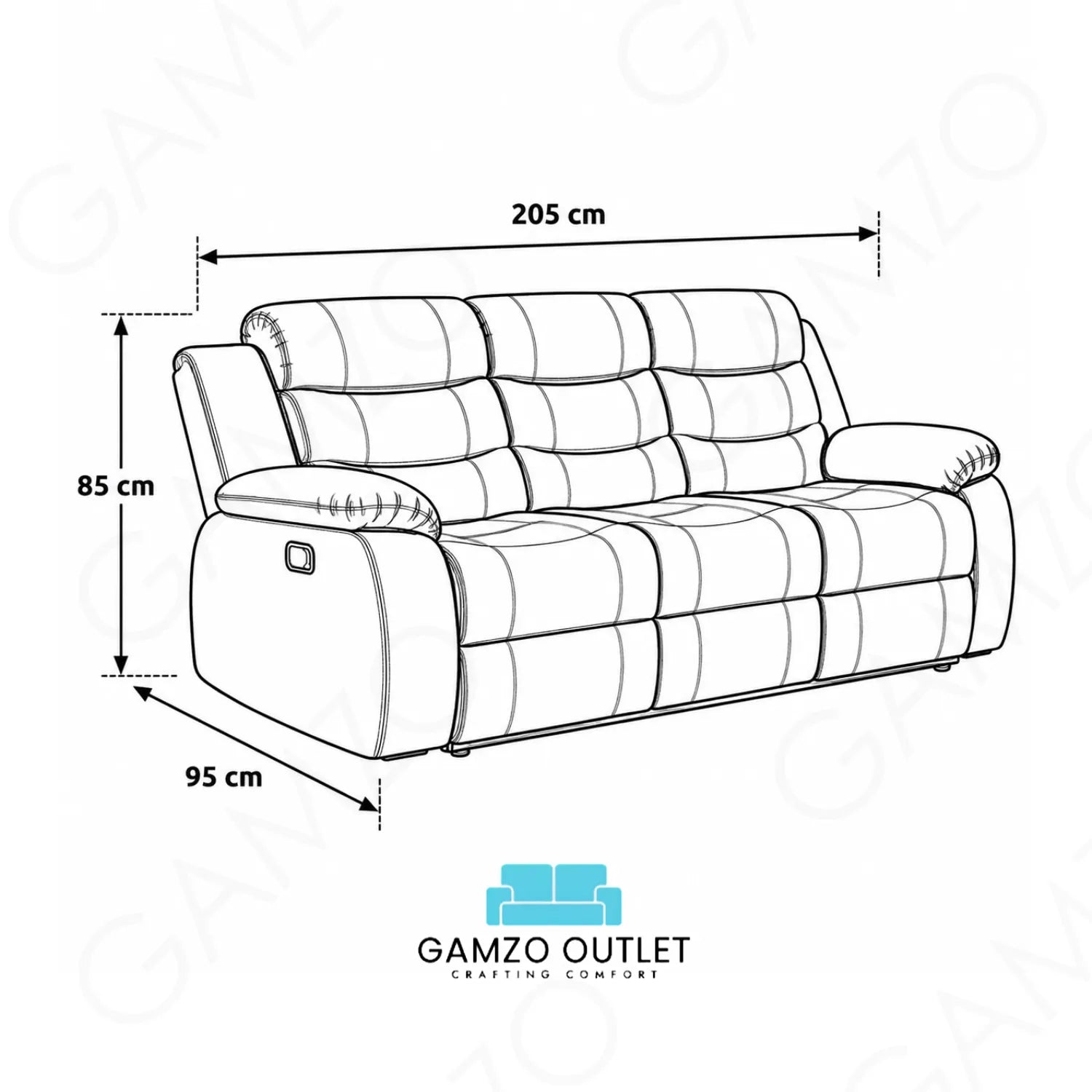 3 seater black