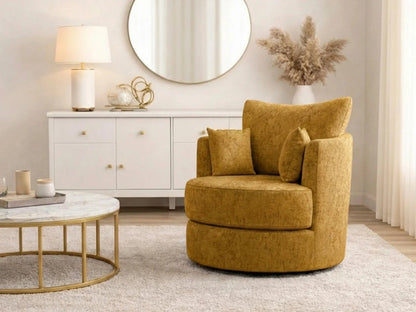 Mustard Gamzo Outlet Alaska Fabric Swivel Chair with cushioned seat and backrest, stylish and comfortable for modern living spaces.