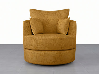 Gamzo Outlet Alaska Fabric Swivel Chair in mustard with a cushioned seat and backrest, featuring a modern design and swivel base.