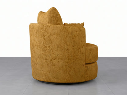 Mustard Alaska Fabric Swivel Chair by Gamzo Outlet with cushioned seat and modern design, suitable for living rooms or offices.