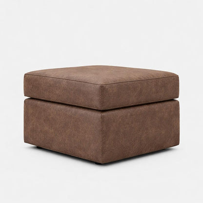 Brown Oakland full back leather sofa by Gamzo Outlet, showcasing plush cushions and sleek wooden legs in a modern living room setting.