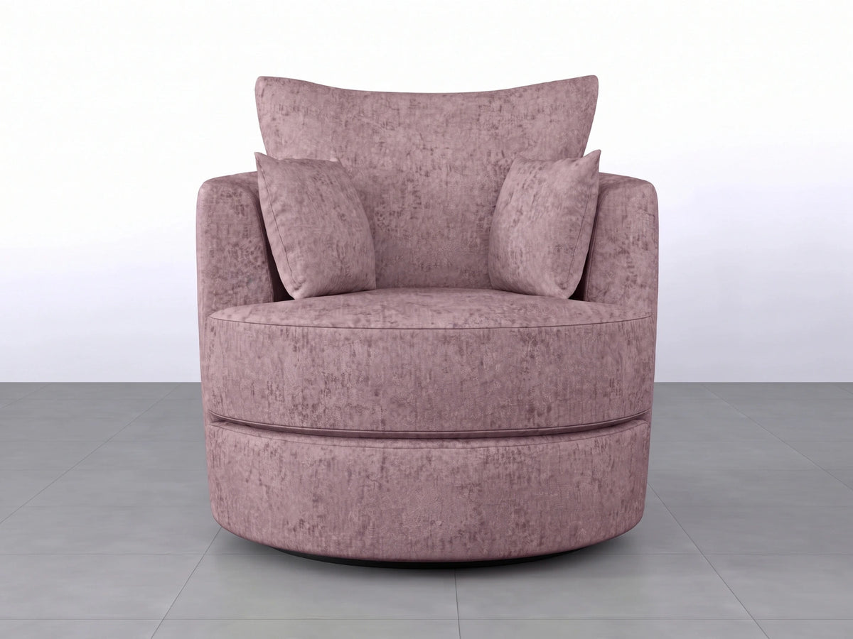 Pink Gamzo Outlet Alaska Fabric Swivel Chair with cushioned seat and backrest, modern design for living room or office space.
