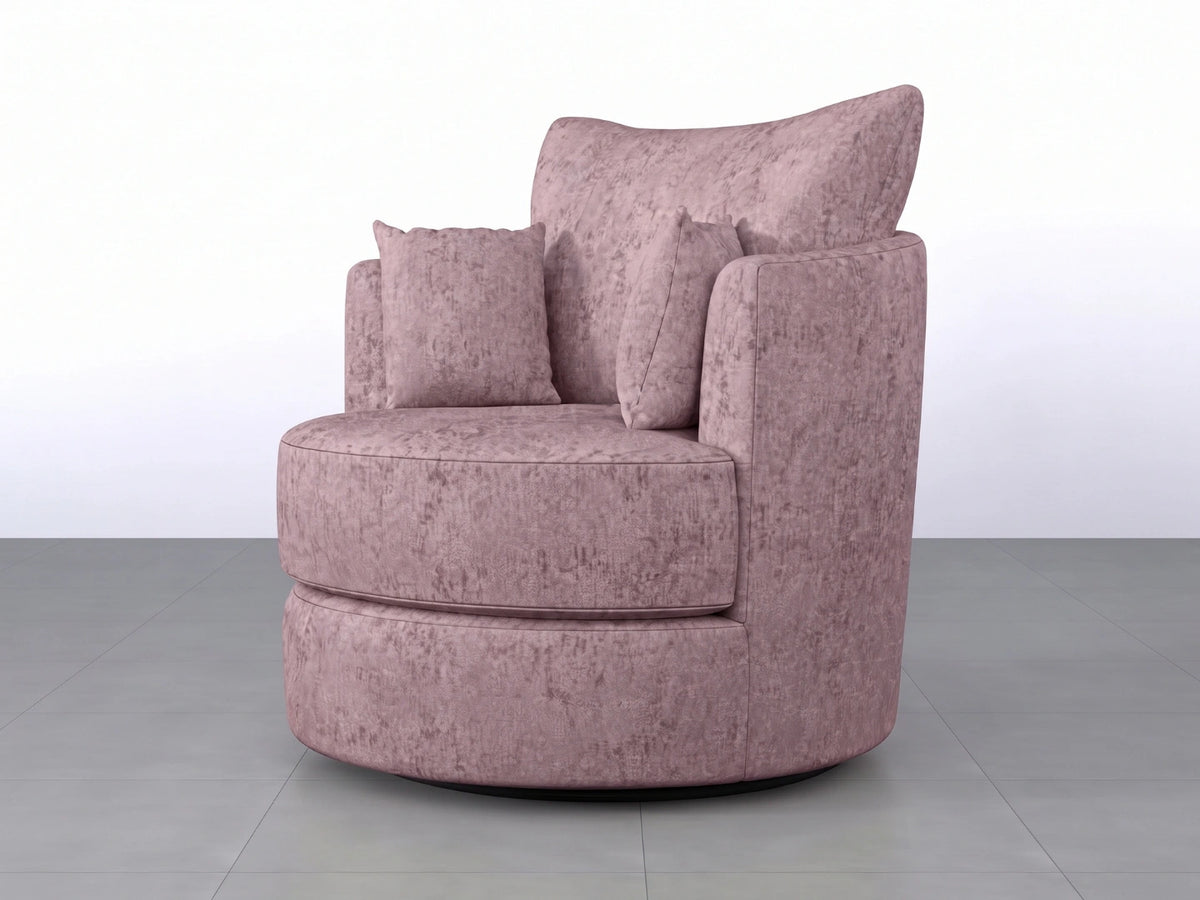 Pink Gamzo Outlet Alaska Fabric Swivel Chair with cushioned seat and backrest, stylish and comfortable for modern living spaces.