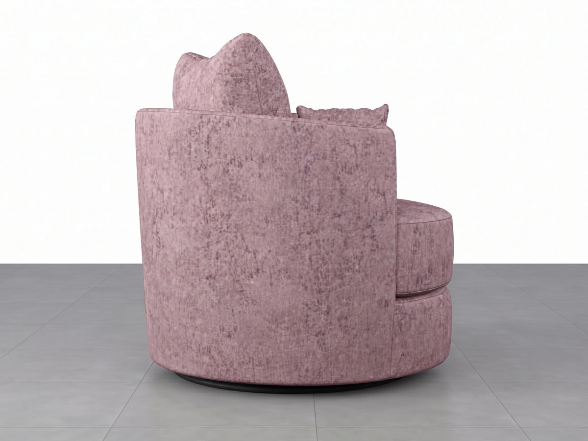 Pink Alaska Fabric Swivel Chair by Gamzo Outlet with a modern design and cushioned seating for comfortable lounging.