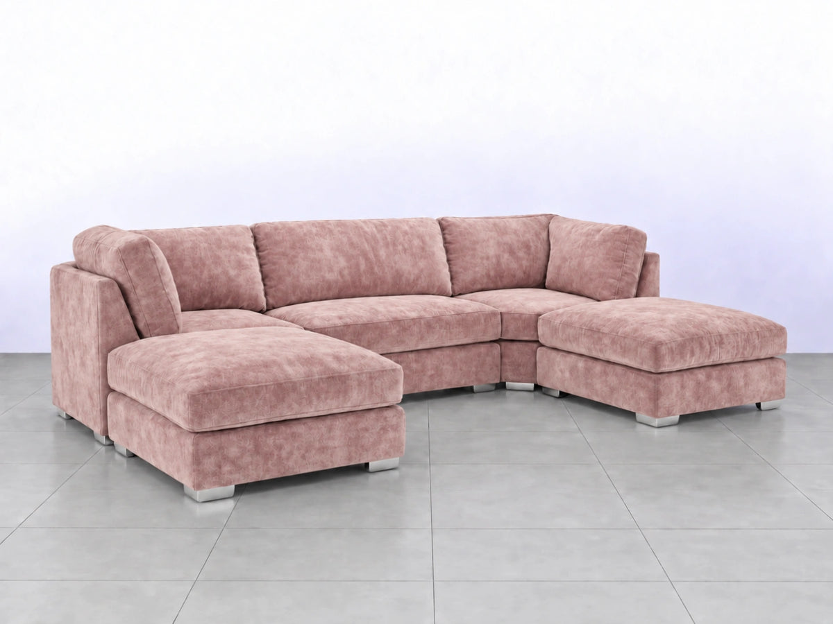 Pink U-shaped cushion from Gamzo Outlet, soft fabric with plush filling, designed for comfortable support and ergonomic use.