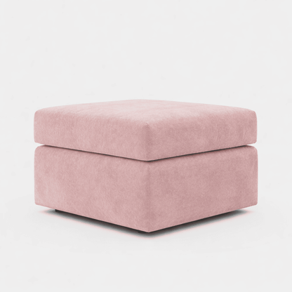 Pink plush fabric footstool designed for corner sofas by Gamzo Outlet, soft and comfortable for living room seating.