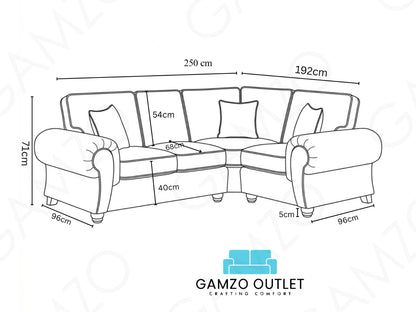 Grey Wilcot fabric L-shaped sofa by Gamzo Outlet, showing the right-hand sectional with plush cushions and modern design.