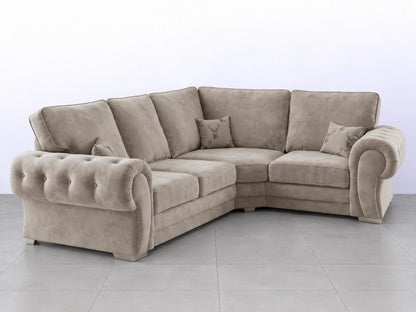 Light grey Verona full back L-shaped sofa by Gamzo Outlet, showing the right-hand side and modern sectional design.