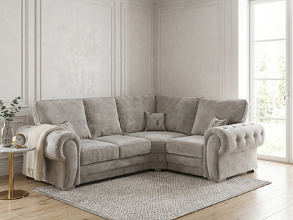 Light grey Verona full back L-shape sofa by Gamzo Outlet, showing the right-hand side with plush cushions and modern design.