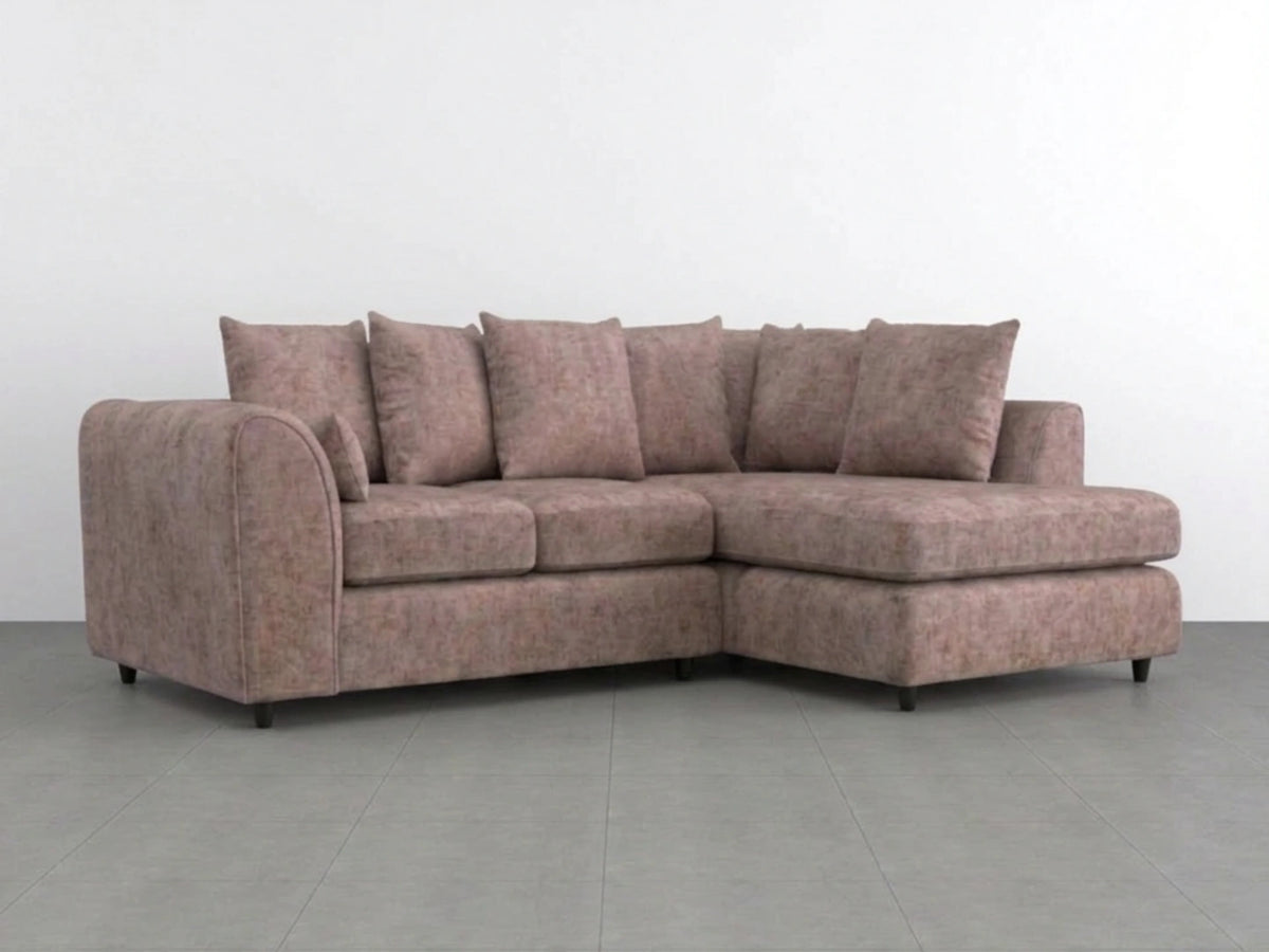 Gamzo Outlet Alaska Scatter Back L Shape Sofa showcasing plush cushions and modern design in a cozy living room setting.