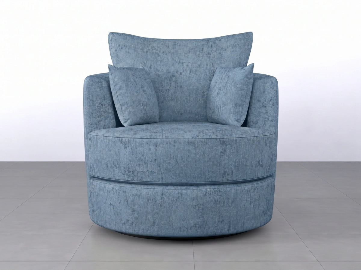 Sky blue Gamzo Outlet Alaska Fabric Swivel Chair with cushioned seat and backrest, perfect for modern living spaces