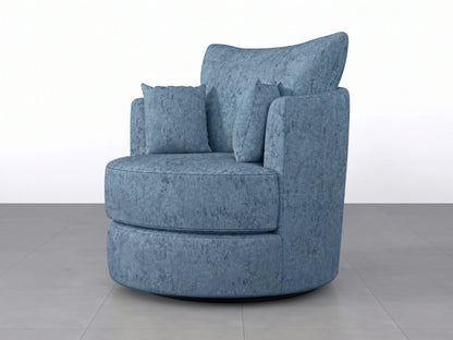 Sky blue Gamzo Outlet Alaska Fabric Swivel Chair with cushioned seat and backrest, modern design, and metal base.
