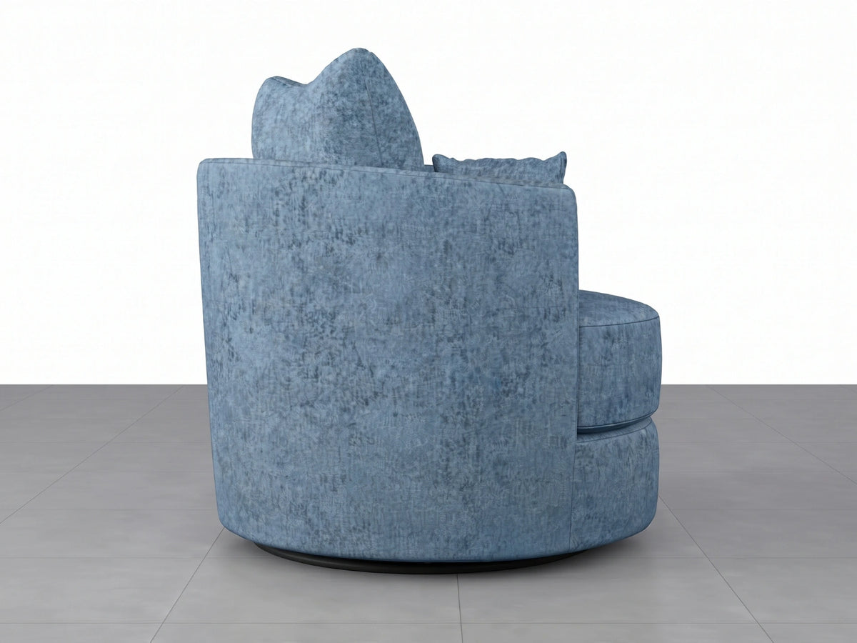 Sky blue Gamzo Outlet Alaska Fabric Swivel Chair with cushioned seat and backrest, modern design, and metal base.
