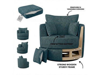 Gamzo Outlet Alaska Fabric Swivel Chair in teal with a modern design and cushioned seat, perfect for living rooms and offices.