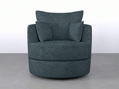 Teal Gamzo Outlet Alaska Fabric Swivel Chair with cushioned seat and backrest, smooth swivel base, modern home accent furniture.