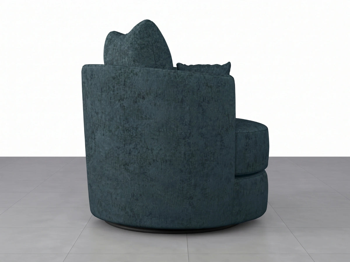 Teal Gamzo Outlet Alaska Fabric Swivel Chair with cushioned seat and backrest, modern design, and metal base on a neutral background.
