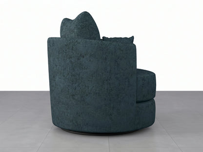 Teal Gamzo Outlet Alaska Fabric Swivel Chair with cushioned seat and backrest, modern design, and metal base on a neutral background.