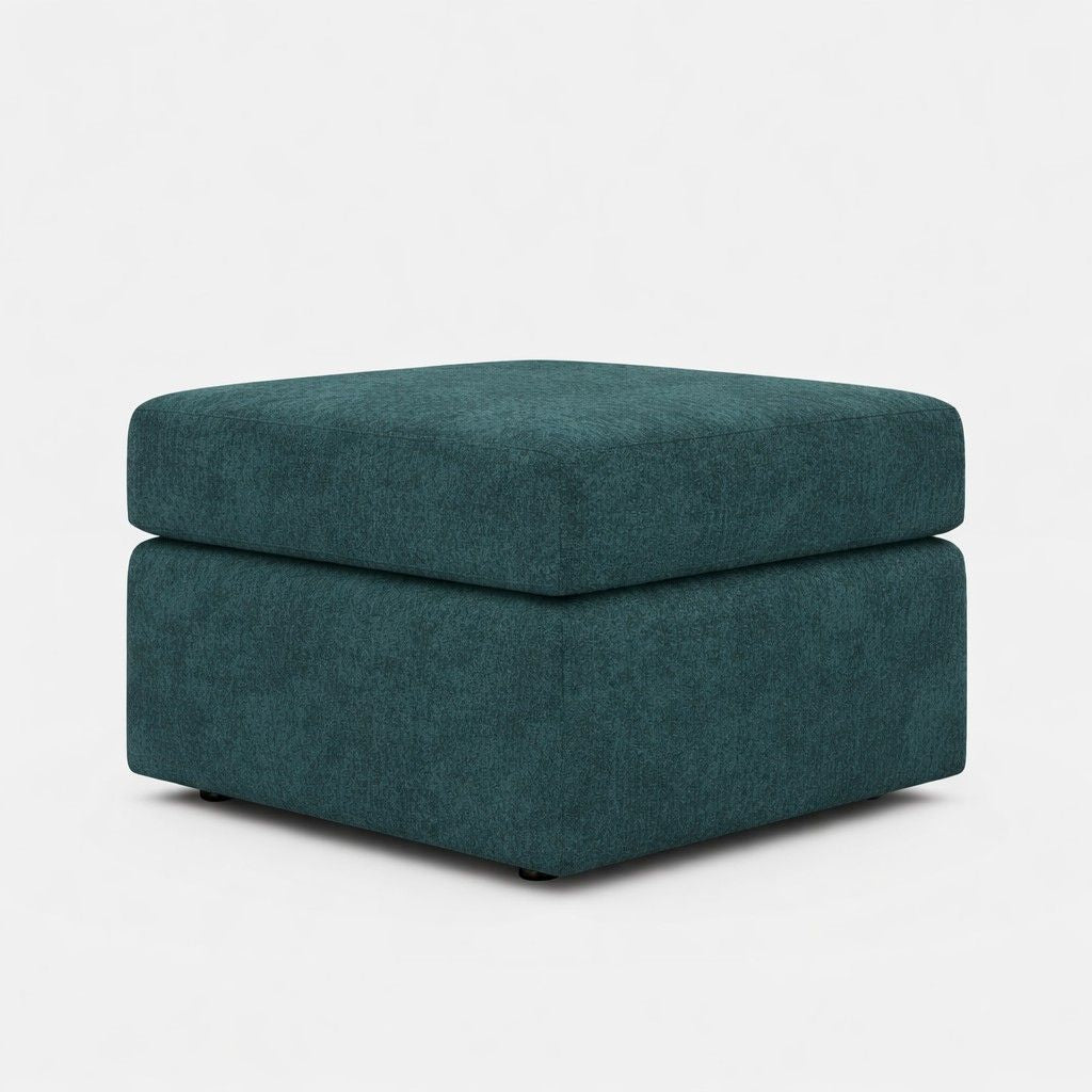 Teal Alaska fabric footstool from Gamzo Outlet, designed as part of a corner sofa set, with soft upholstery and compact shape.