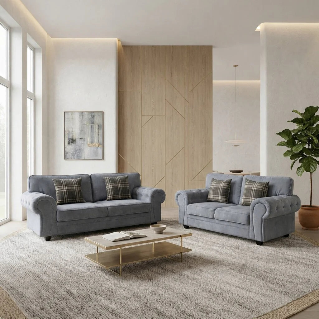 3 + 2 seater light grey