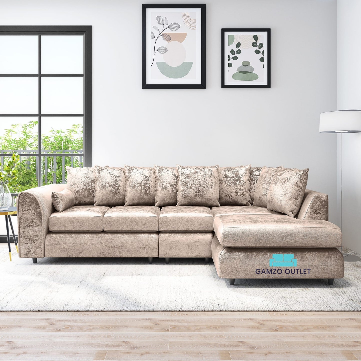 Crushed Velvet Scatter Back XL L Shape Sofa