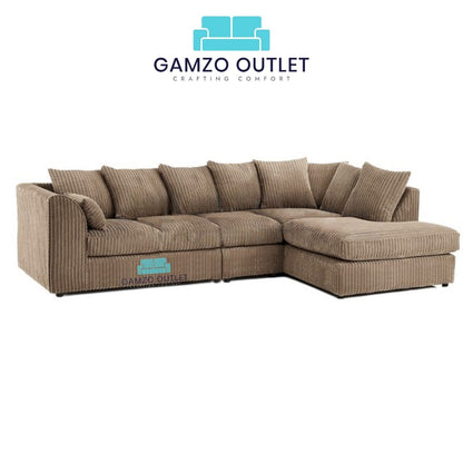 XL Jumbo Cord Fabric Corner Scatter Back Sofa