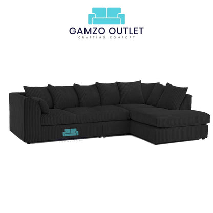XL Jumbo Cord Fabric Corner Scatter Back Sofa