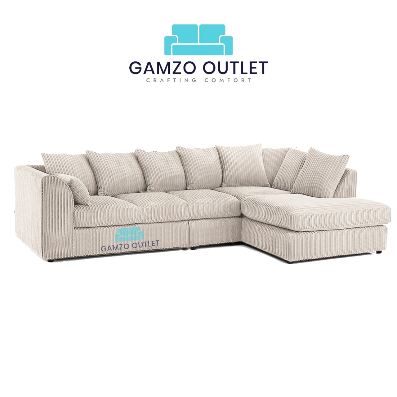 XL Jumbo Cord Fabric Corner Scatter Back Sofa
