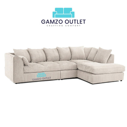 XL Jumbo Cord Fabric Corner Scatter Back Sofa
