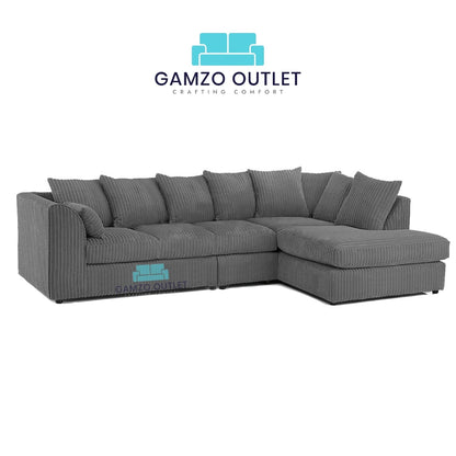 XL Jumbo Cord Fabric Corner Scatter Back Sofa