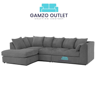 XL Jumbo Cord Fabric Corner Scatter Back Sofa