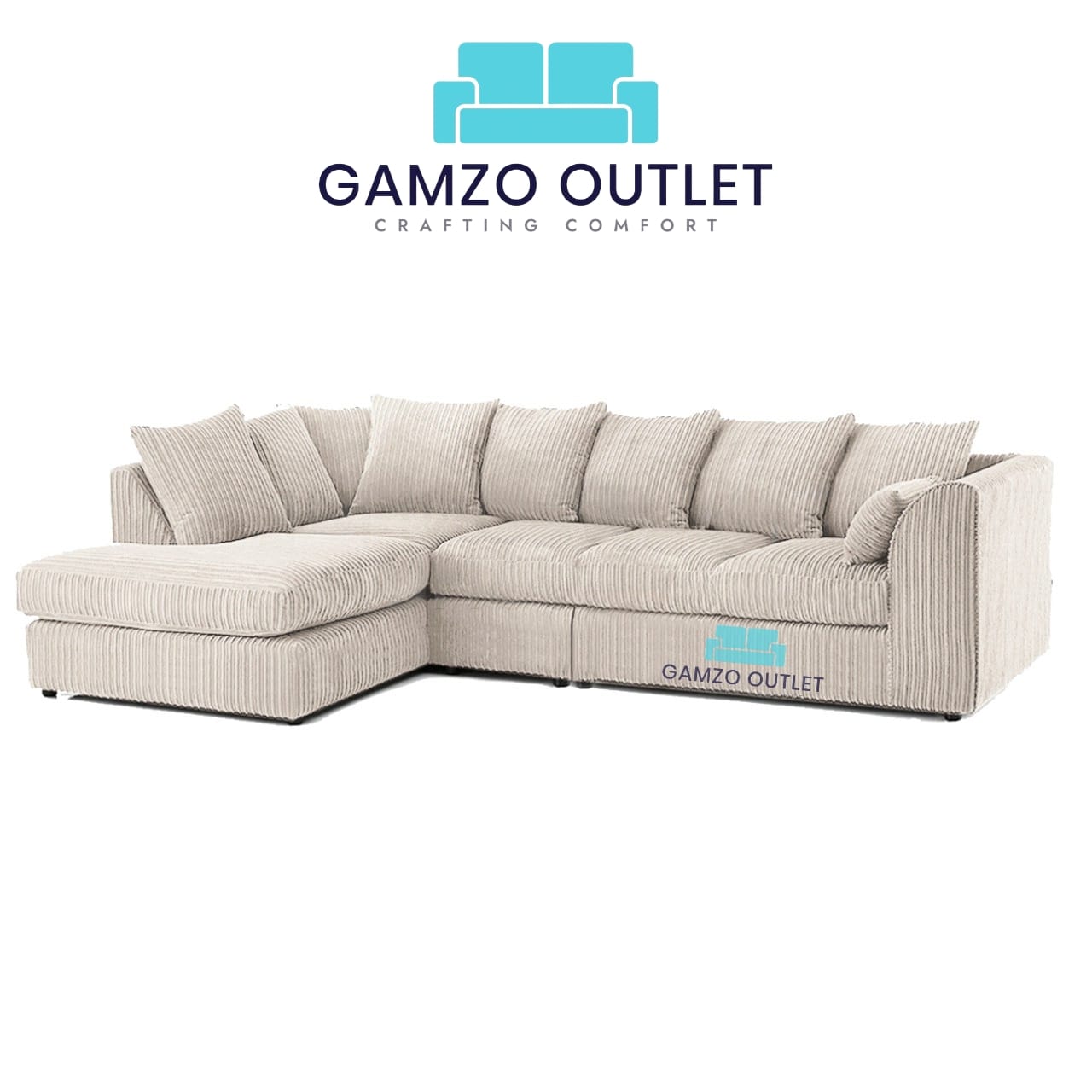 XL Jumbo Cord Fabric Corner Scatter Back Sofa