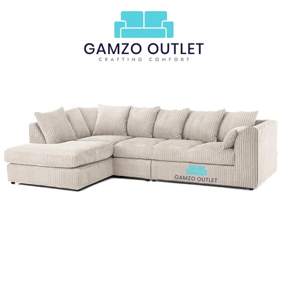 XL Jumbo Cord Fabric Corner Scatter Back Sofa