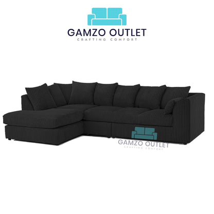 XL Jumbo Cord Fabric Corner Scatter Back Sofa