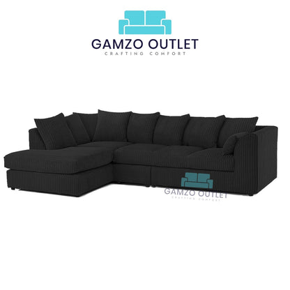 XL Jumbo Cord Fabric Corner Scatter Back Sofa