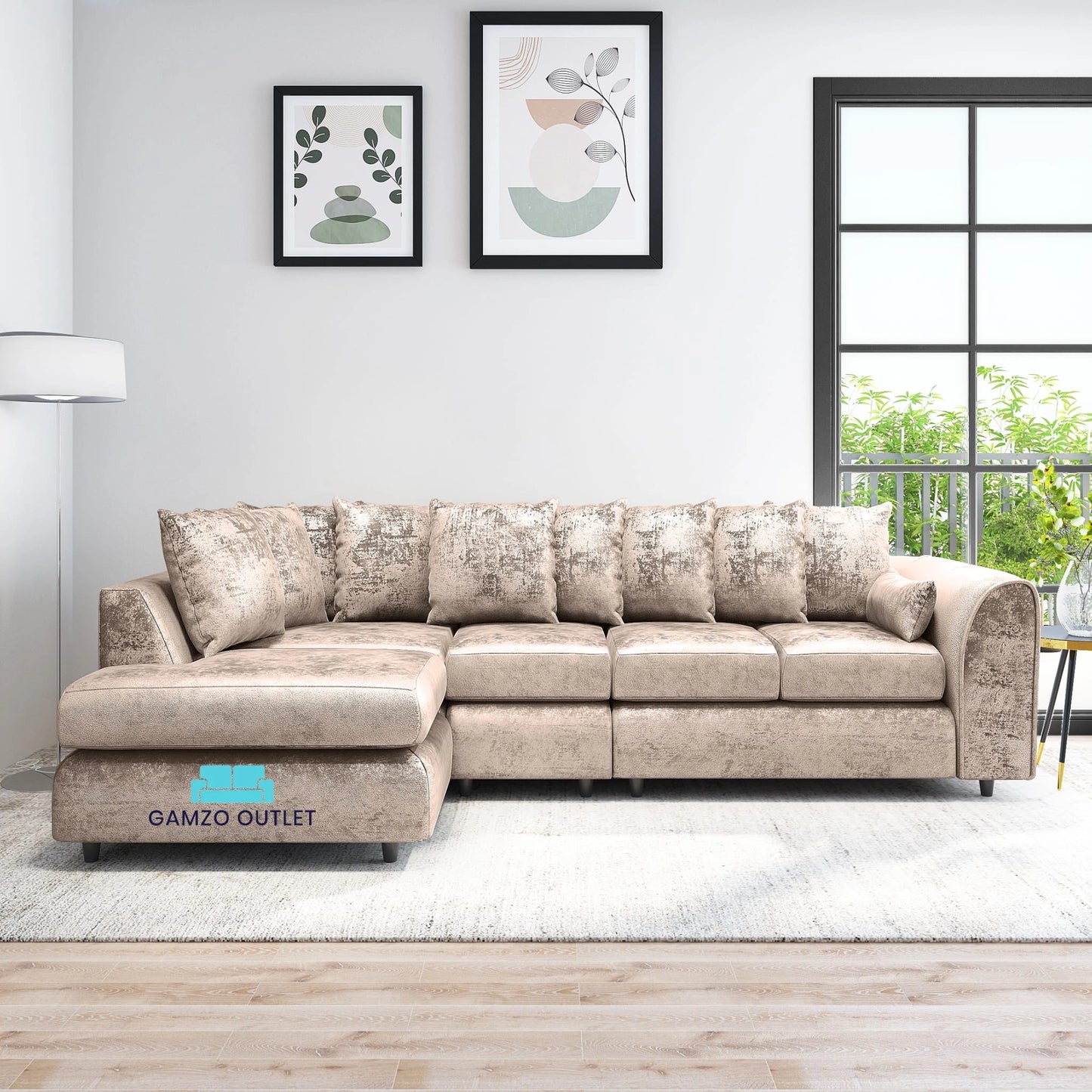 Crushed Velvet Scatter Back XL L Shape Sofa