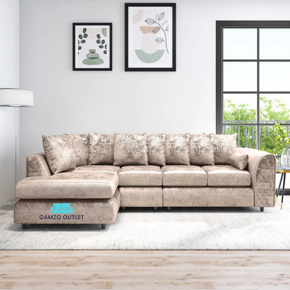 Crushed Velvet Scatter Back XL L Shape Sofa