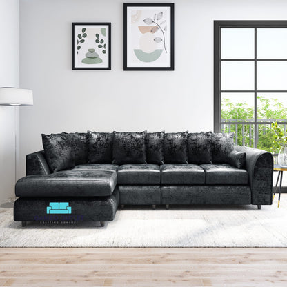 Crushed Velvet Scatter Back XL L Shape Sofa