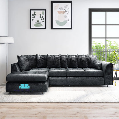 Crushed Velvet Scatter Back XL L Shape Sofa