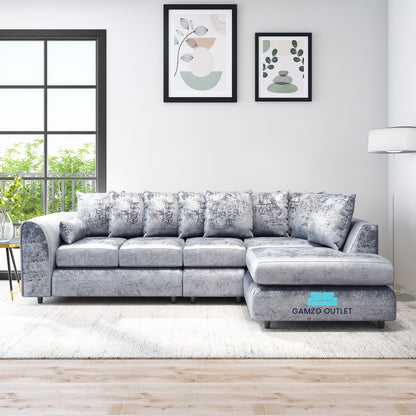 Crushed Velvet Scatter Back XL L Shape Sofa