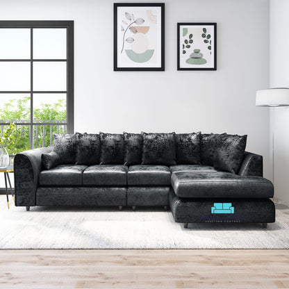 Crushed Velvet Scatter Back XL L Shape Sofa