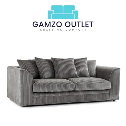 Jumbo Cord Fabric 3 Seater Scatter Back Sofa