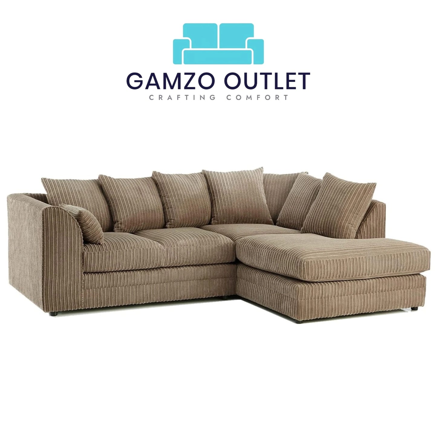 Jumbo Cord Fabric  L Shape Scatter Back Sofa