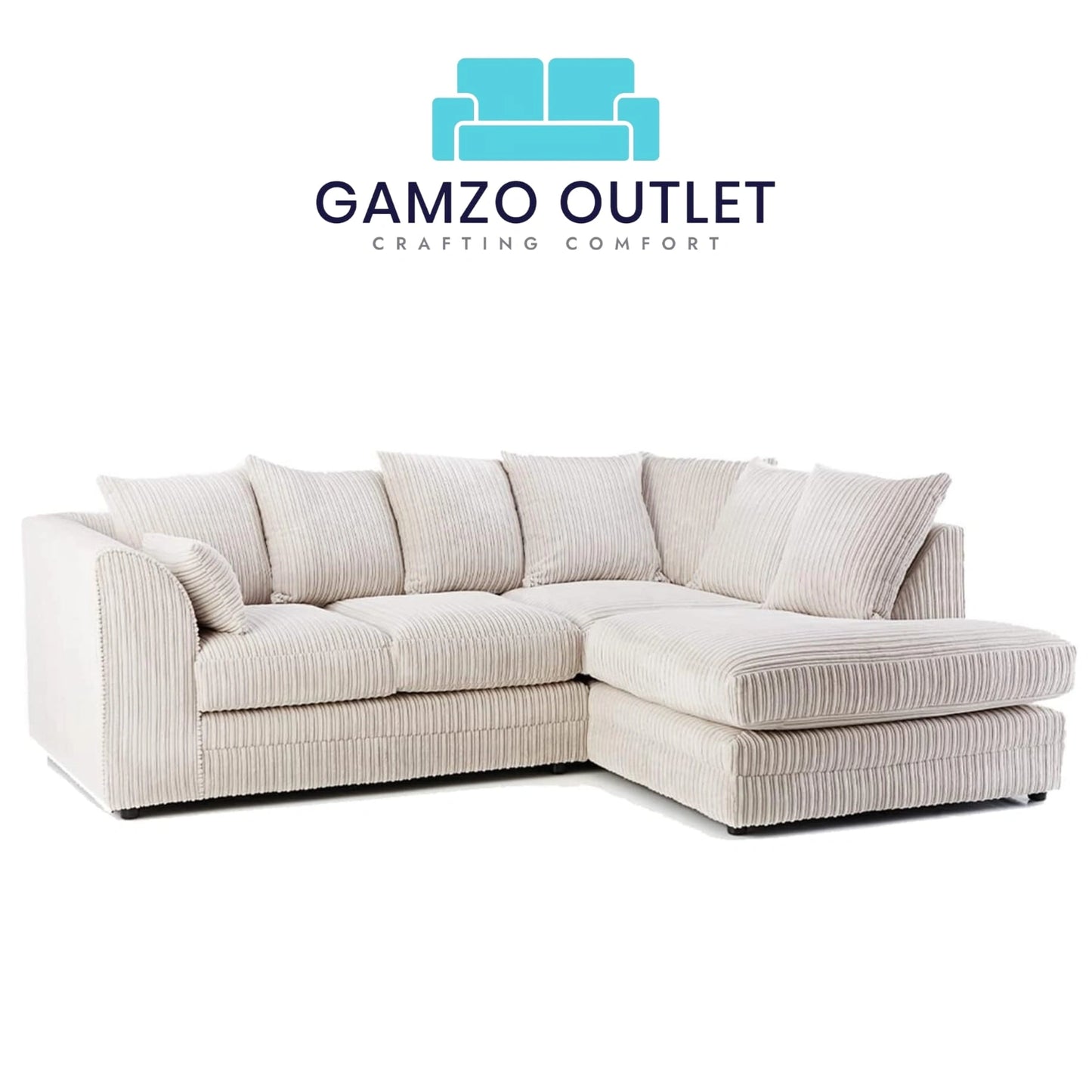 Jumbo Cord Fabric  L Shape Scatter Back Sofa