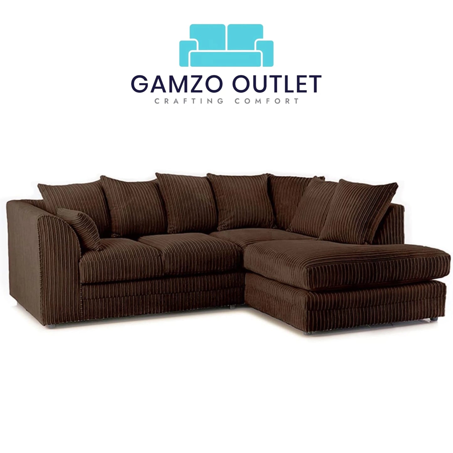 Jumbo Cord Fabric  L Shape Scatter Back Sofa