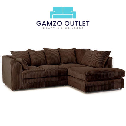 Jumbo Cord Fabric  L Shape Scatter Back Sofa