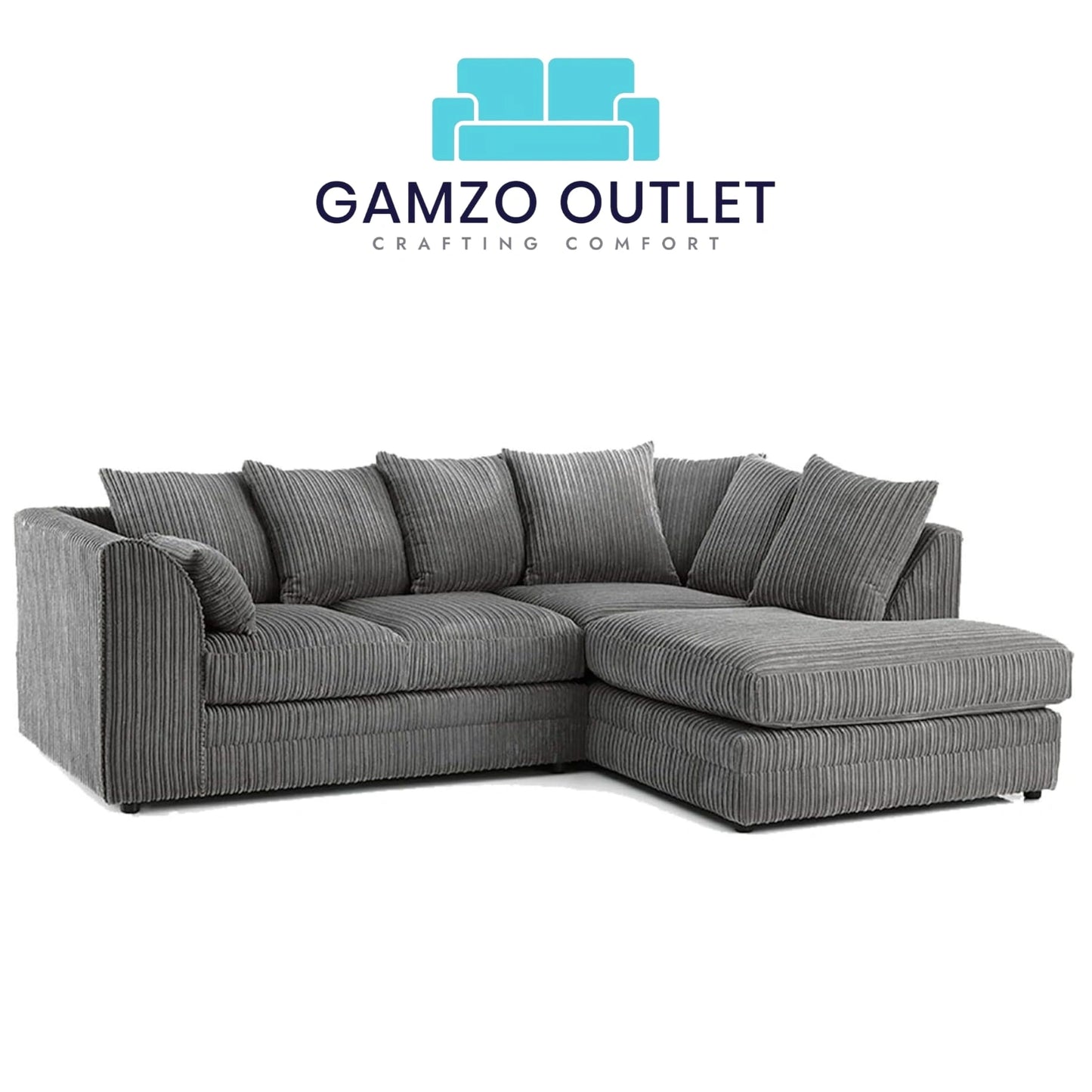 Jumbo Cord Fabric  L Shape Scatter Back Sofa