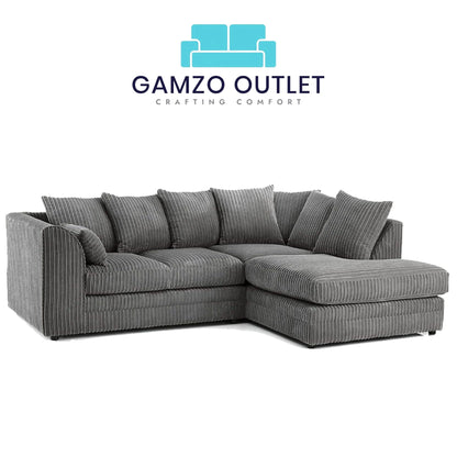 Jumbo Cord Fabric  L Shape Scatter Back Sofa