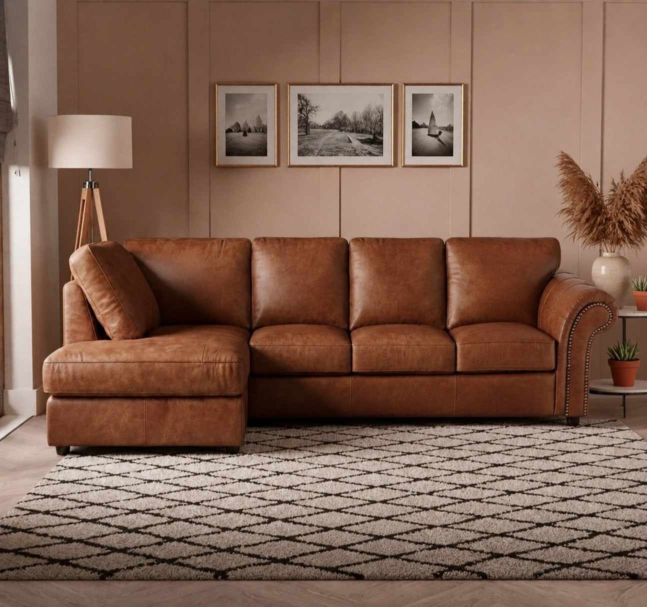 5 Seater Left Hand Facing Brown
